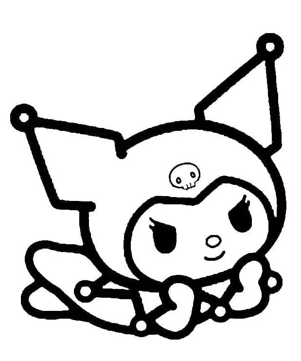 Gambar mewarnai Kuromi yang malas siap cetak