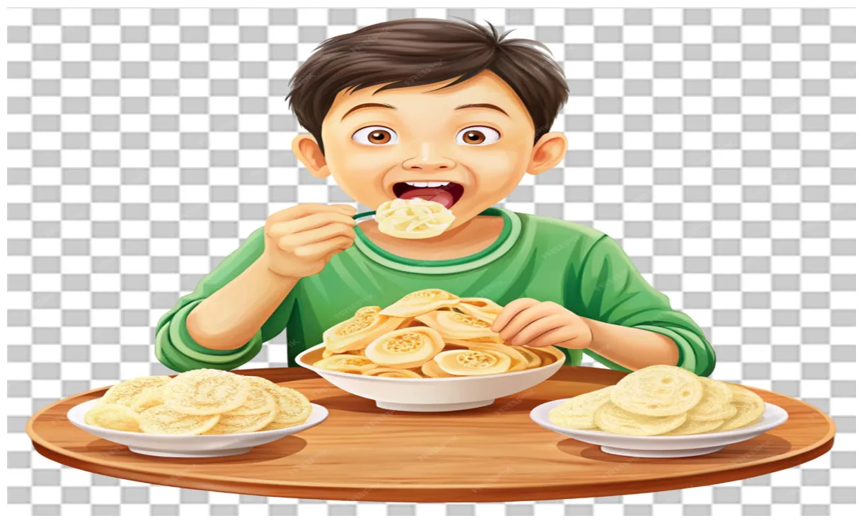 Lomba makan kerupuk illustration isolated on transparent