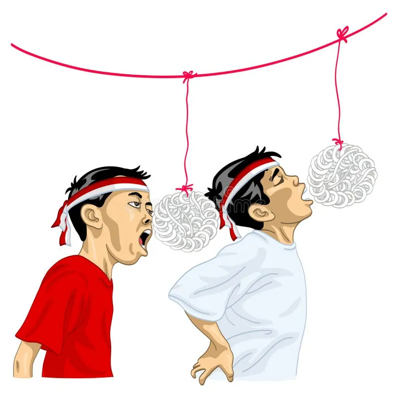 Lomba Makan Kerupuk Indonesian Cracker Eating Challenge Competition