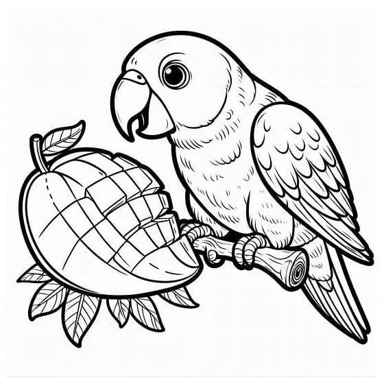 Burung beo makan mangga