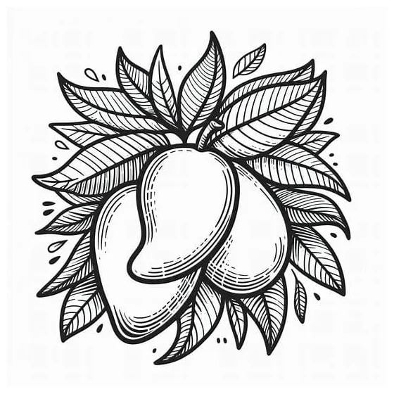 Tiga mangga dengan daun