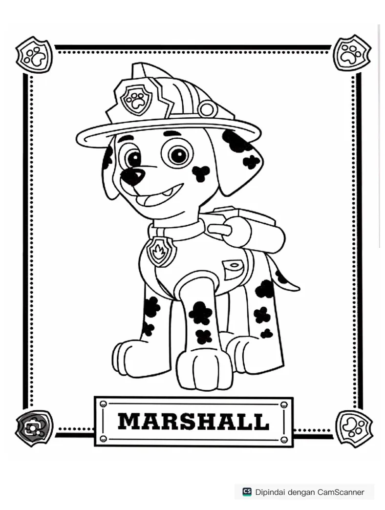 Mewarnai paw patrol marshall pdf