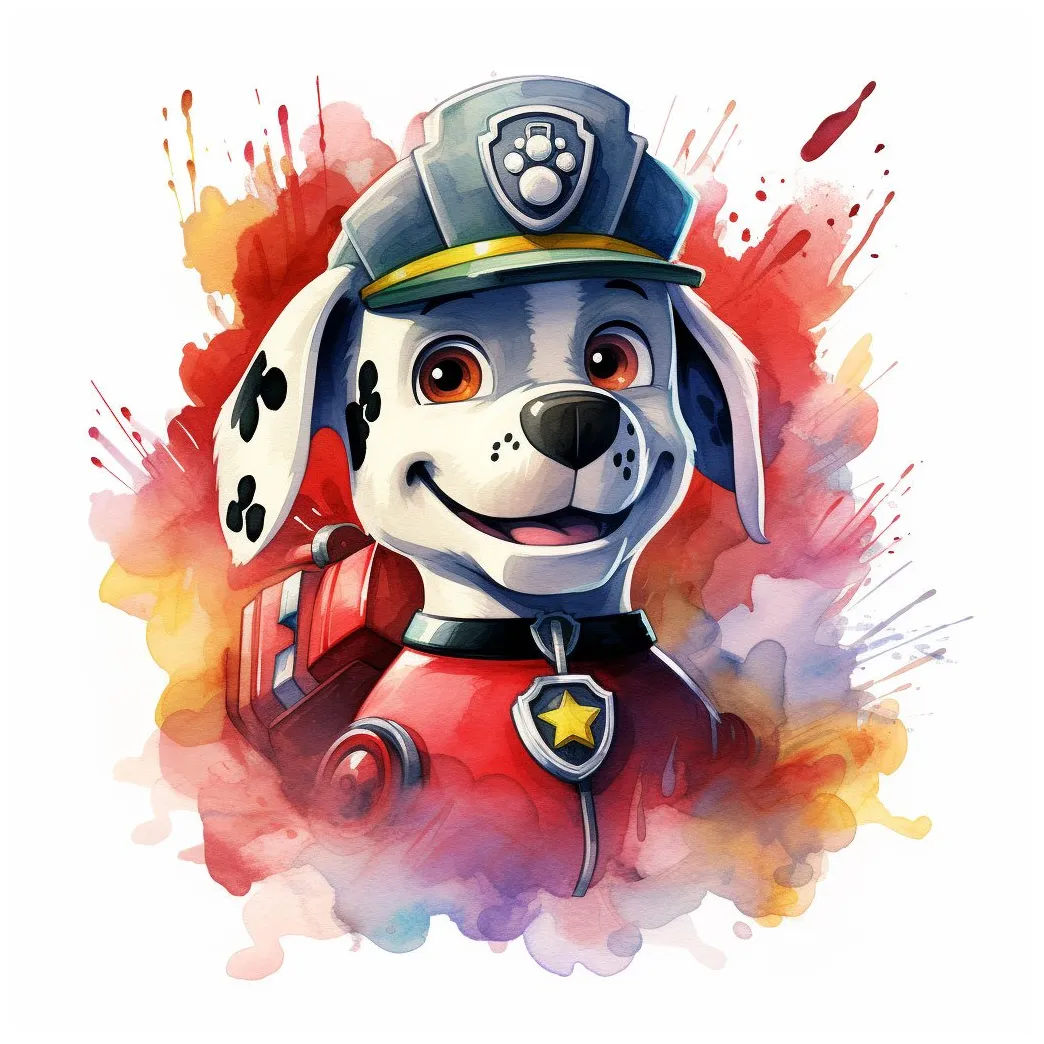 Colouring drawing of marshall from the paw patrol