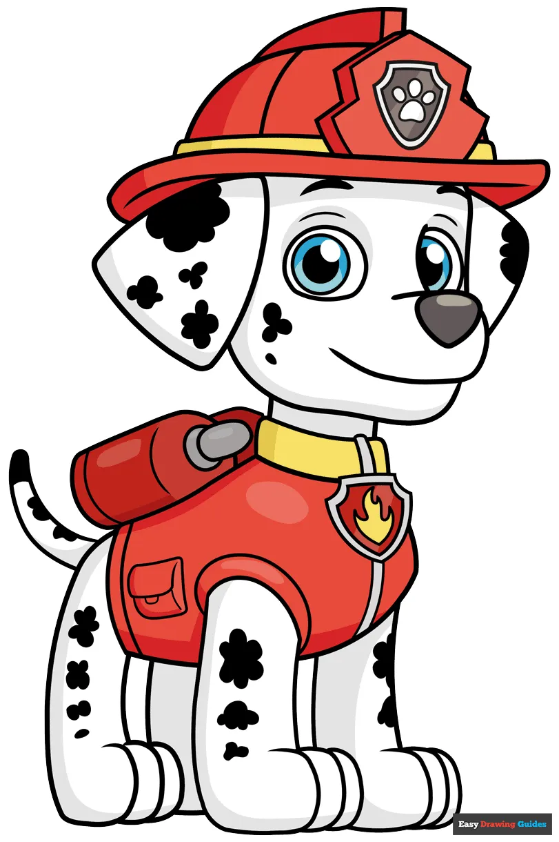 How to draw marshall from paw patrol really easy drawing tutorial