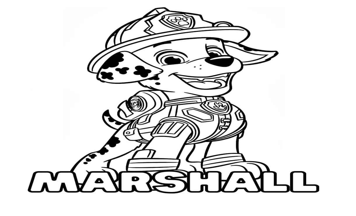 Sevimli marshall paw patrol resmi boyama sayfası boyama online