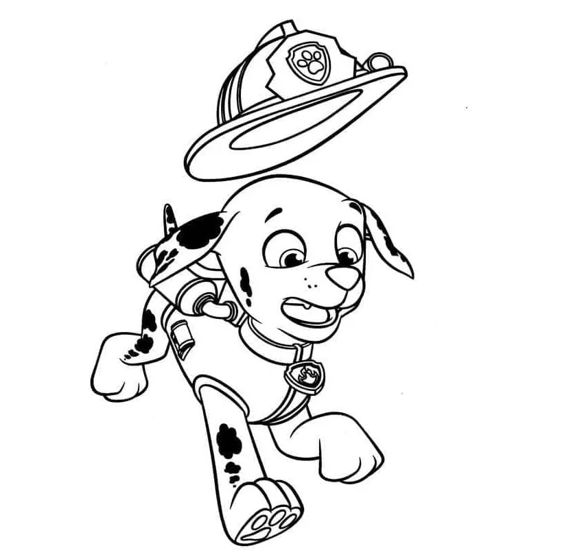 Gambar mewarnai Marshall paw patrol çizgi sanatı boyama sayfası boyama online siap cetak