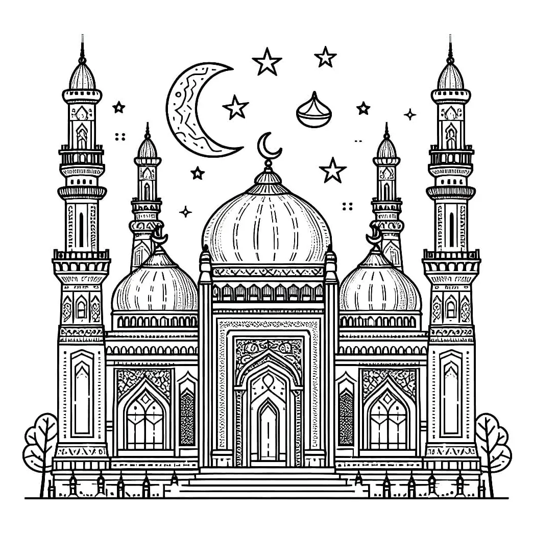 Masjid dengan bulan dan bintang