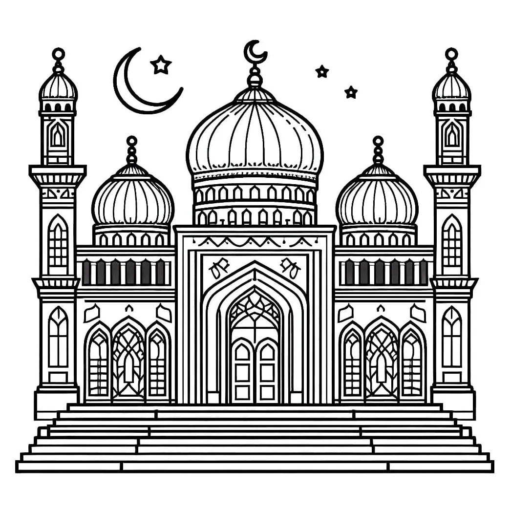 Masjid sederhana dengan bulan