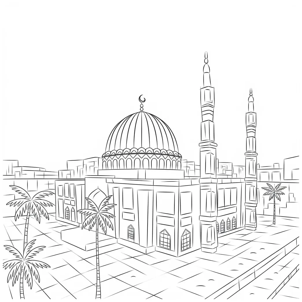 Sketsa gambar masjid