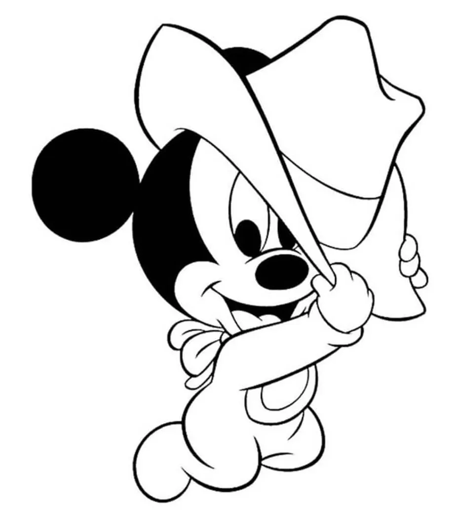 Bayi mickey mouse dengan topi koboi