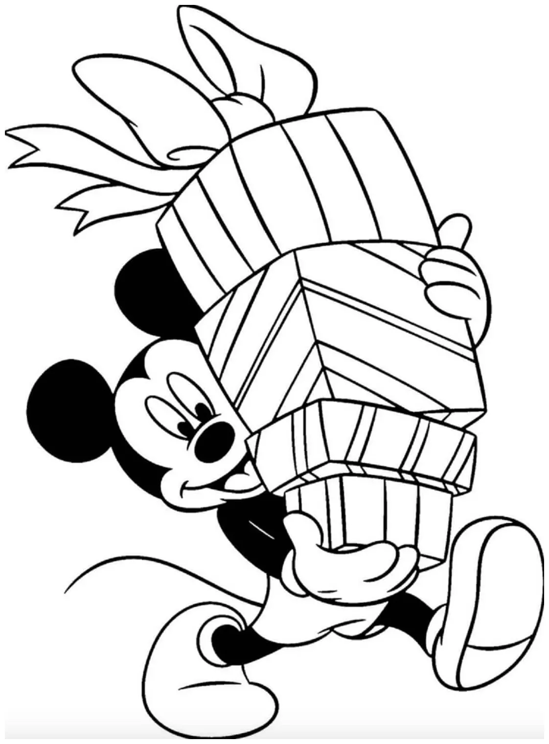 Kotak hadiah memegang mickey mouse