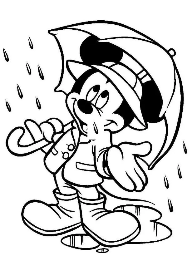 Mickey mouse memegang payung