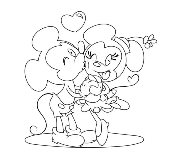 Mickey mouse sarutând minnie mouse