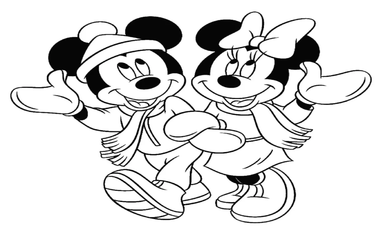 Minnie dan mickey mouse berjalan