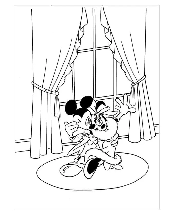 Mickey mouse dengan menari minnie mouse