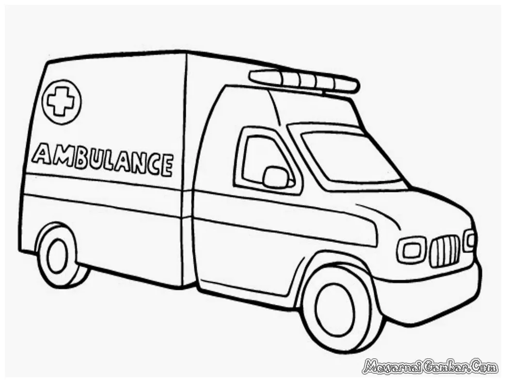 Gambar mewarnai Mewarnai mobil ambulan mewarnai gambar mobil siap cetak