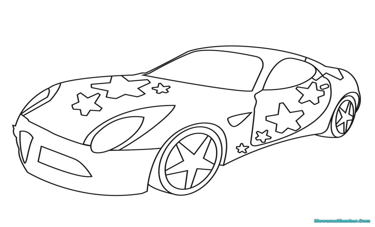 Mewarnai gambar mobil sport sketch coloring page