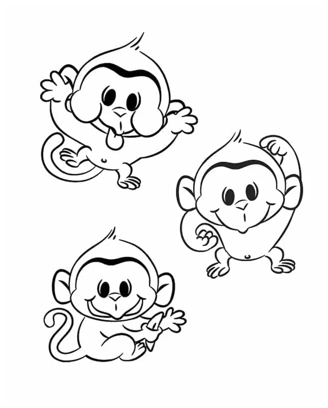 Gambar mewarnai Monyet lucu siap cetak