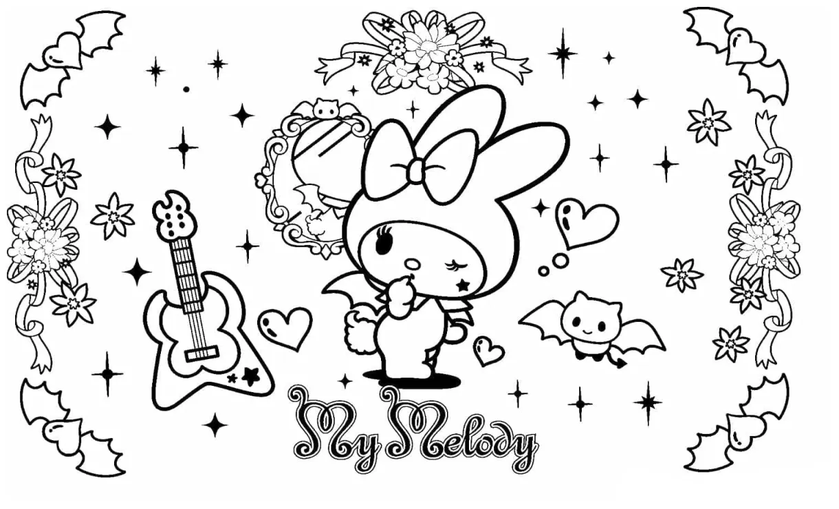 Gambar mewarnai My melody untuk anak-anak siap cetak