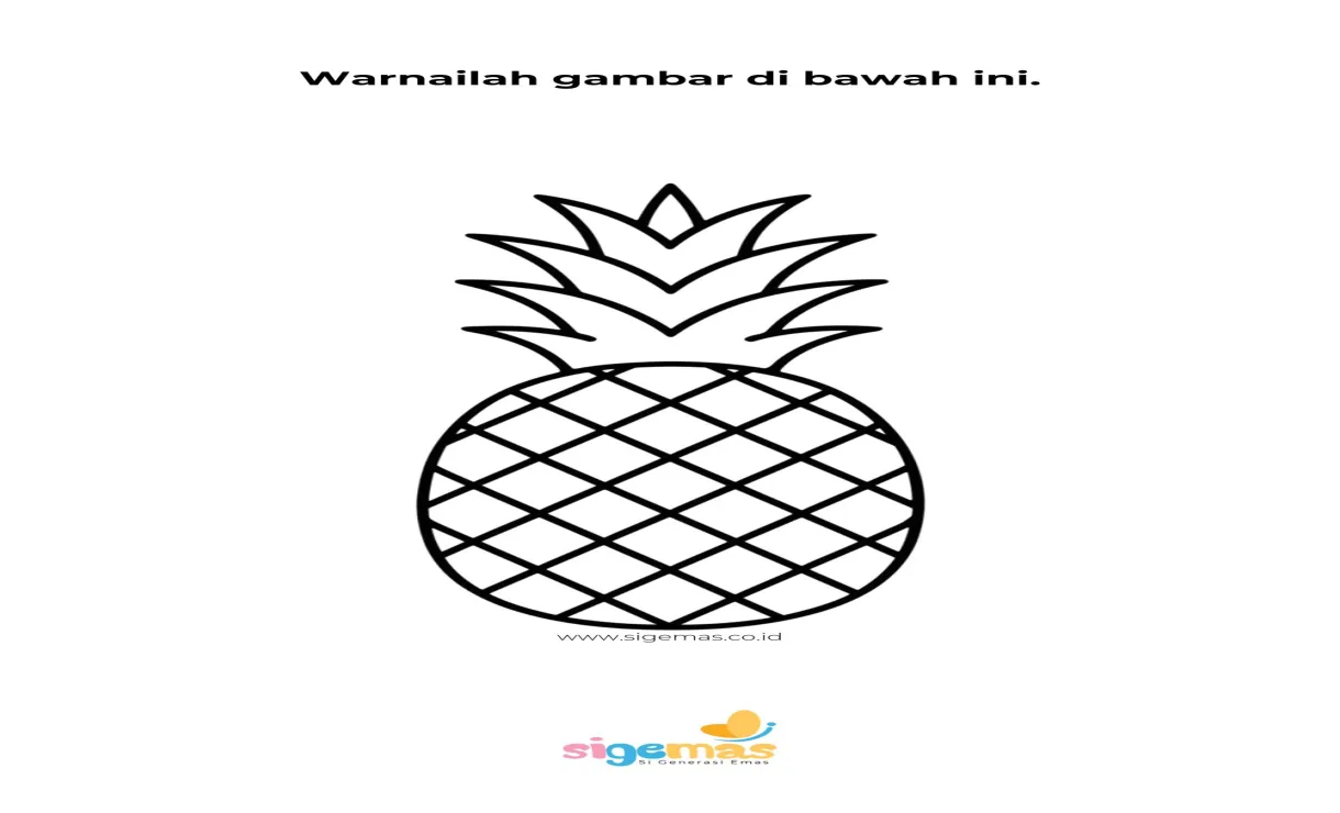 Mewarnai gambar buah nanas sigemas