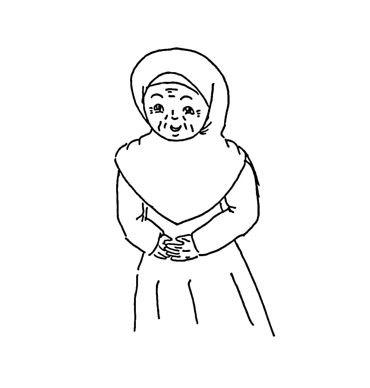 Gambar mewarnai Nenek sederhana siap cetak