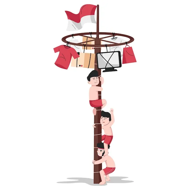 Premium vector panjat pinang illustration