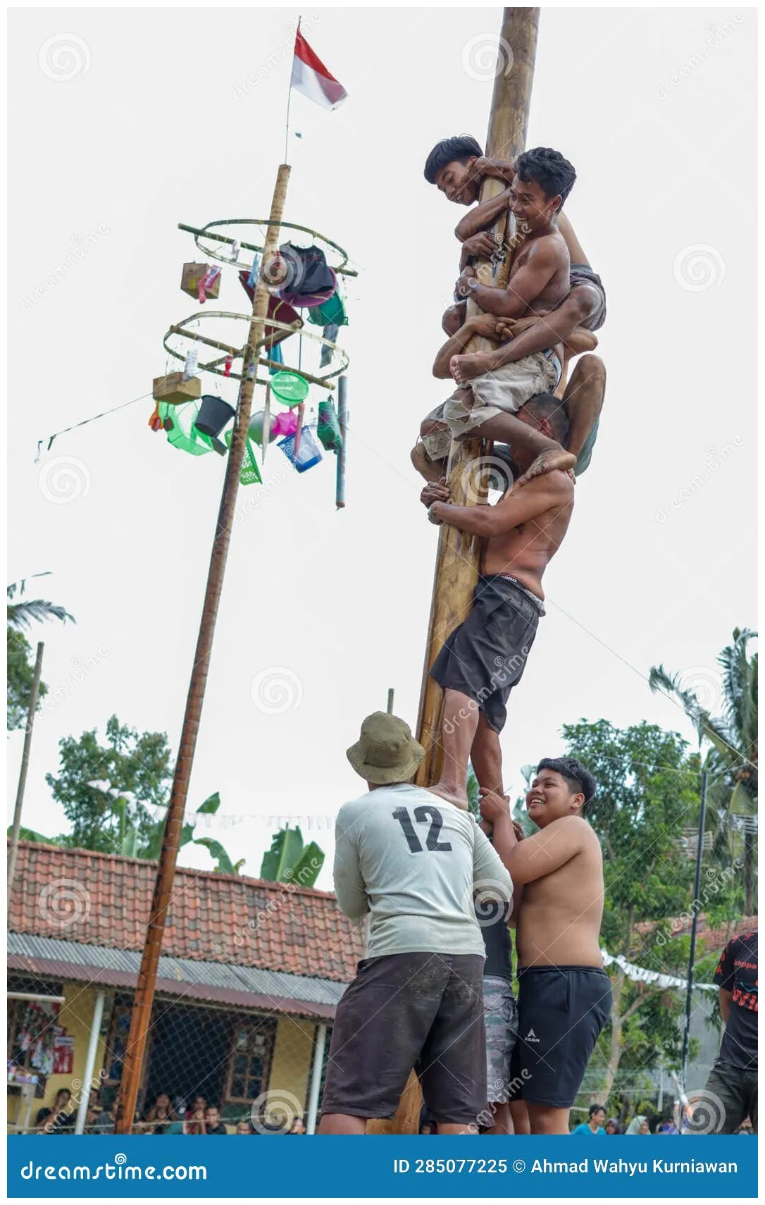 Panjat pinang competition editorial . of greasy 285077225