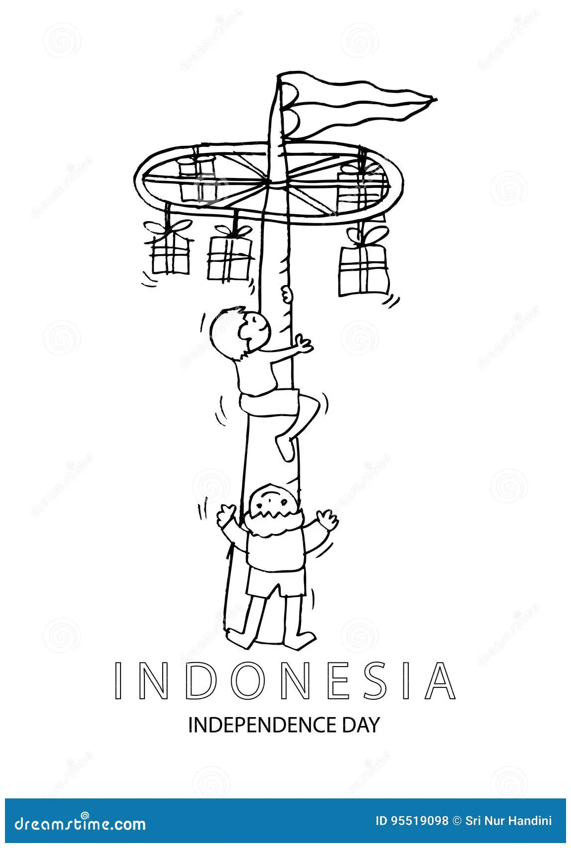 Panjat pinang, pole climbing. vector illustration cartoondealer