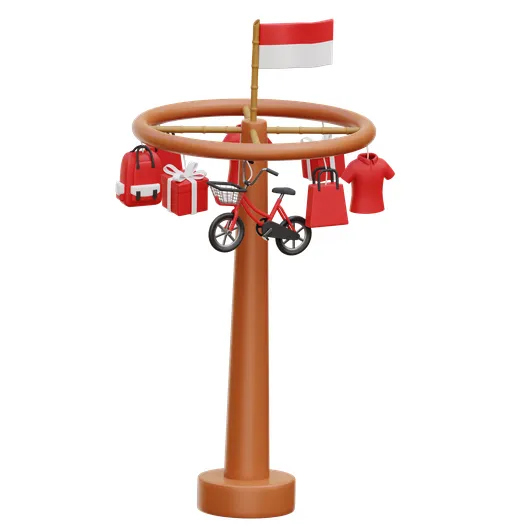 Panjat pinang, indonesia, festival, independence day 3d illustration