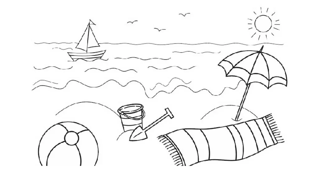 Gambar mewarnai pemandangan pantai