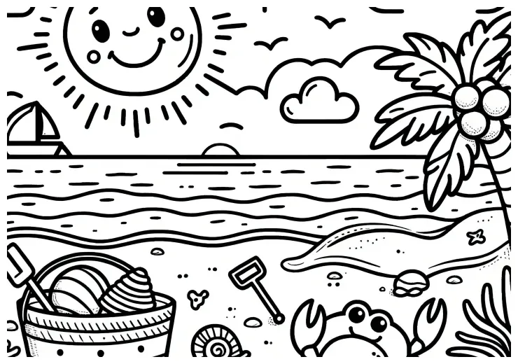 Pantai & laut gambar mewarnai gratis