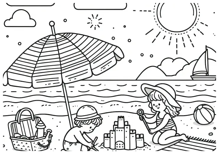 Pantai & laut gambar mewarnai gratis