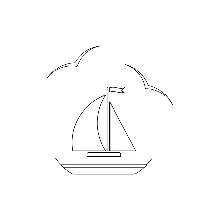 Buku buku mewarnai untuk anakanak ikon perahu layar ilustrasi stok
