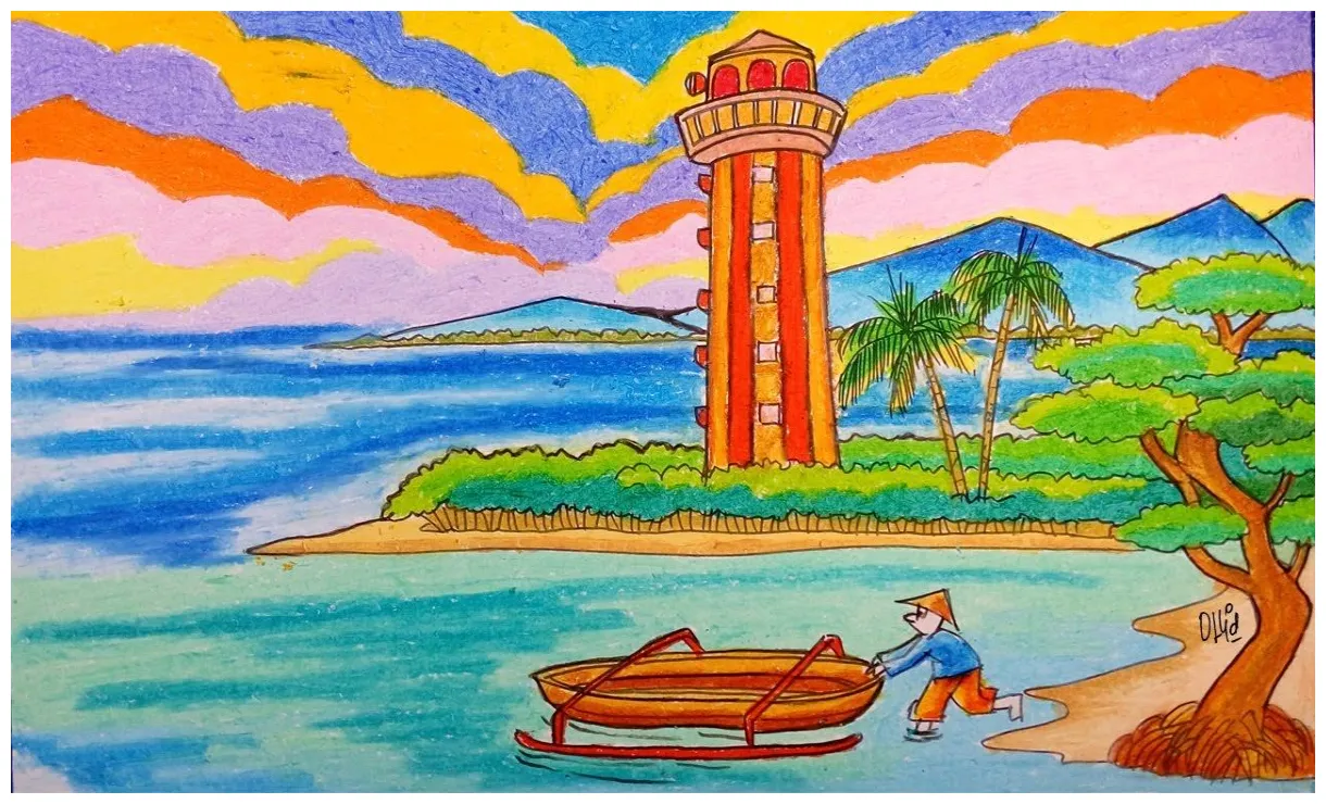 Mewarnai gambar perahu nelayan ide warna warni