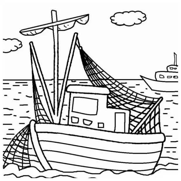 Perahu nelayan dengan jaring