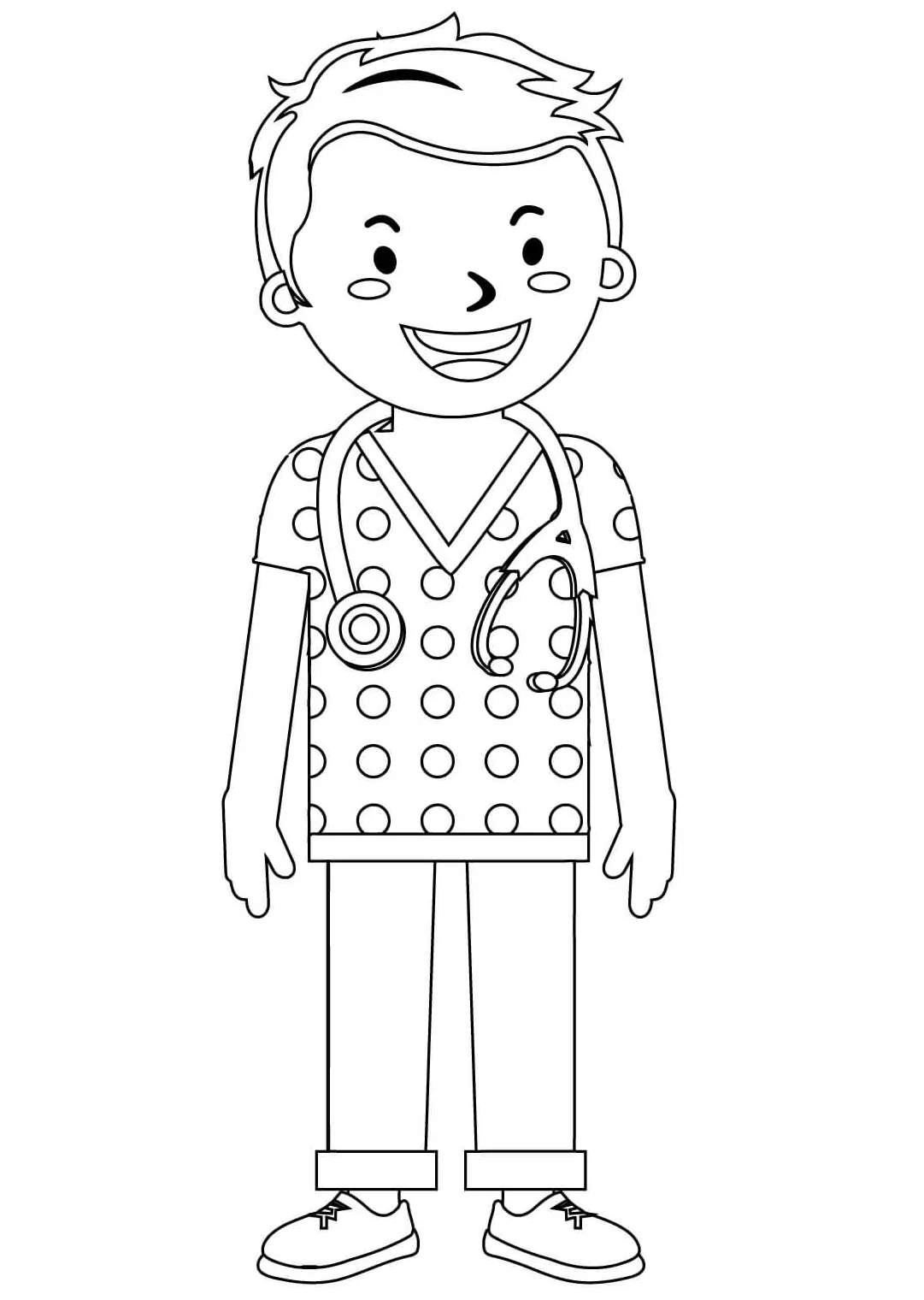 Gambar mewarnai Perawat laki-laki yang lucu siap cetak