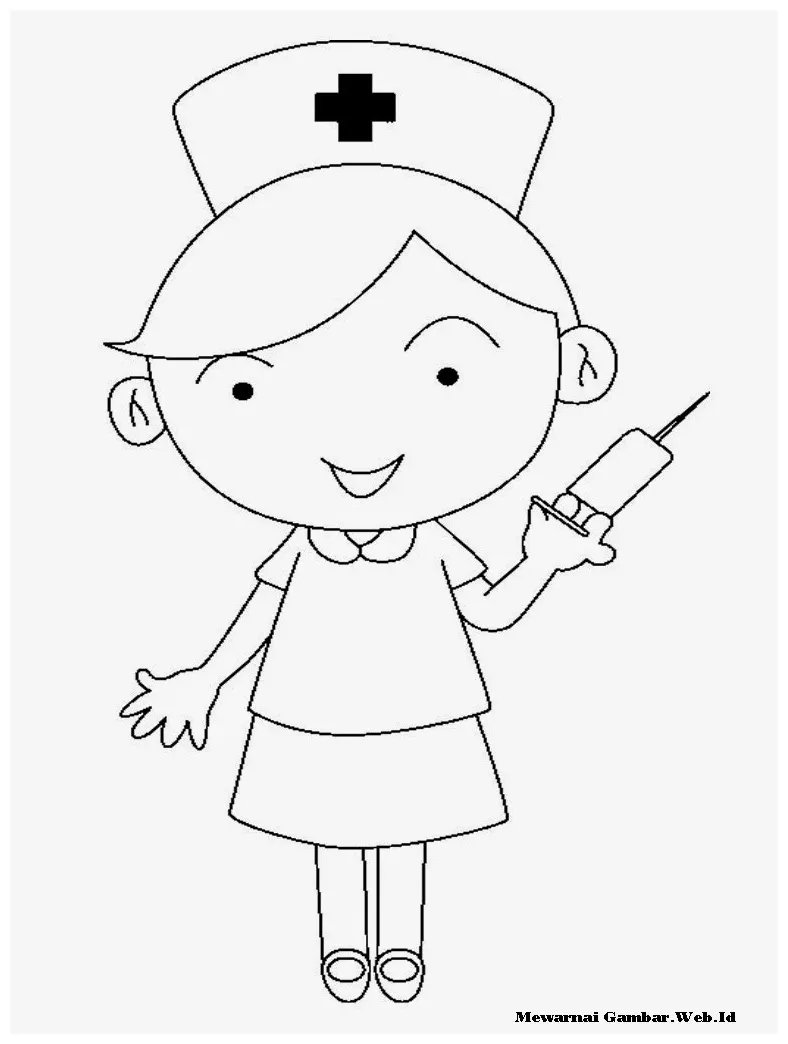 Perawat topi mewarnai menakjubkan sketch coloring page