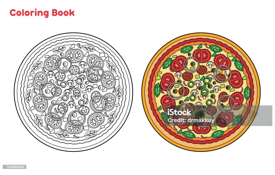 Buku ilustrasi stok unduh gambar sekarang pizza