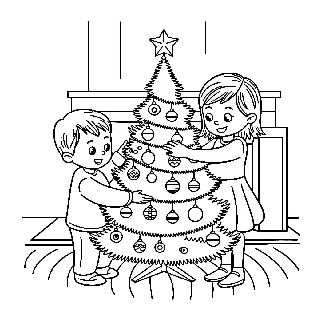 Anak dan pohon natal