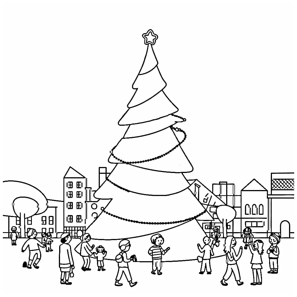 Orang dan pohon natal