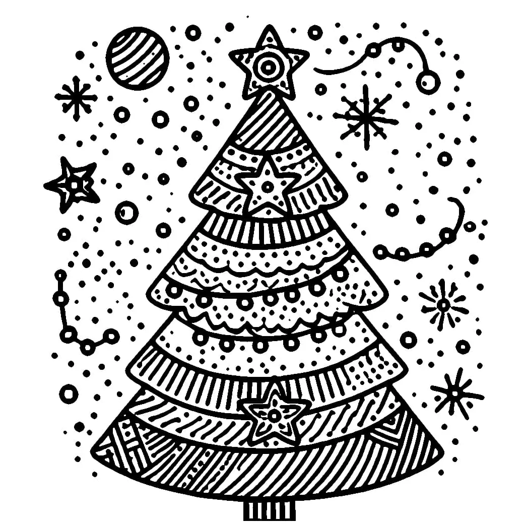Pohon natal dengan salju