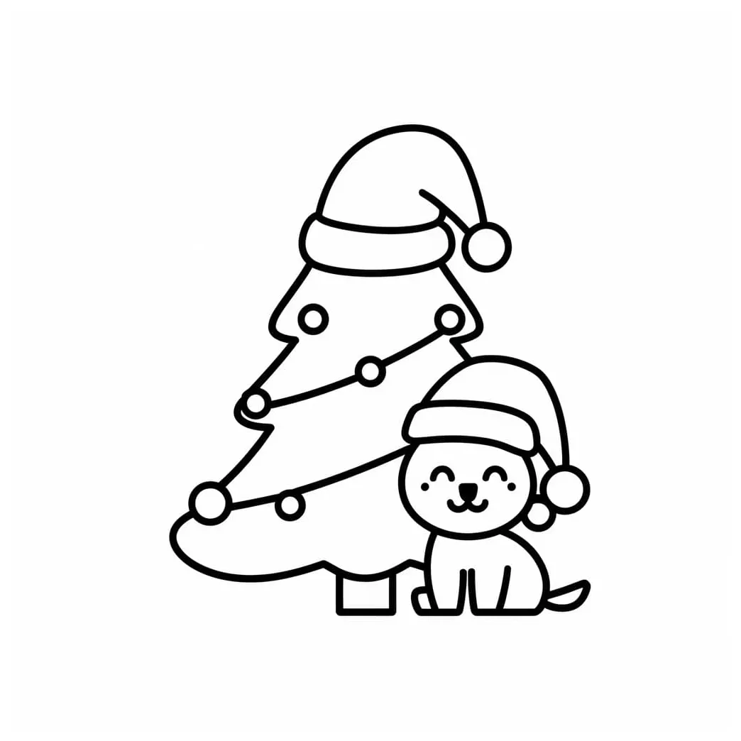 Pohon natal dengan anjing