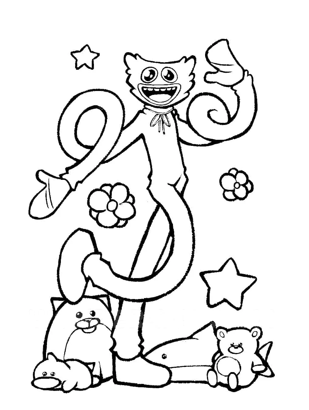 Gambar mewarnai Huggy wuggy poppy playtime siap cetak