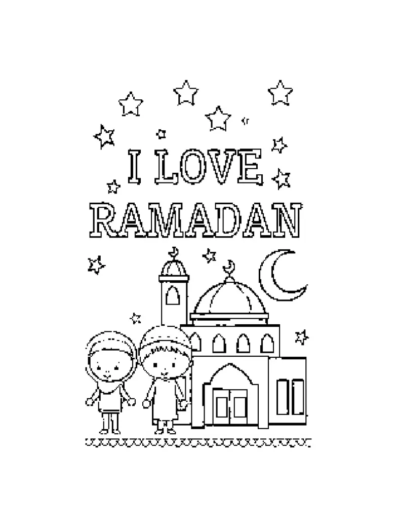 Gambar mewarnai Mewarnai tema ramadhan pdf siap cetak