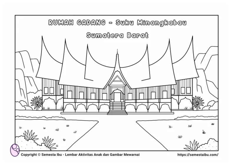 Gambar mewarnai sketsa rumah adat gadang pdf