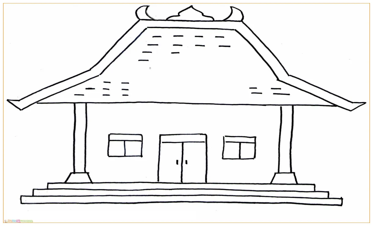 Mewarnai gambar rumah adat