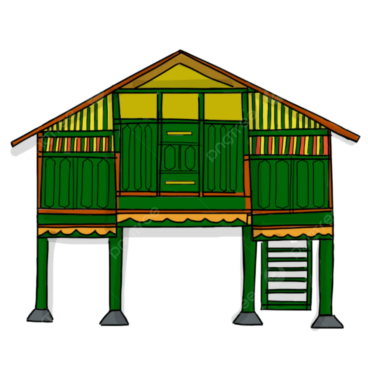 Mewarnai gambar rumah adat