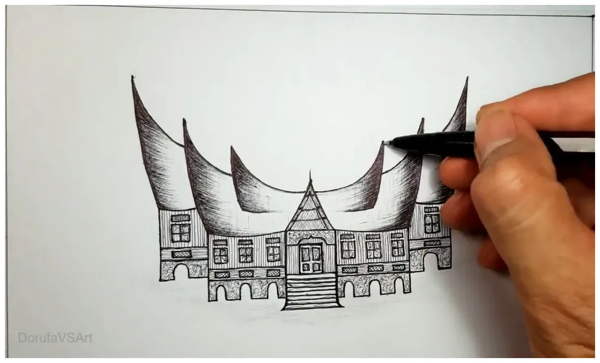 Mewarnai sketsa gambar rumah adat gadang terbaru kataucap