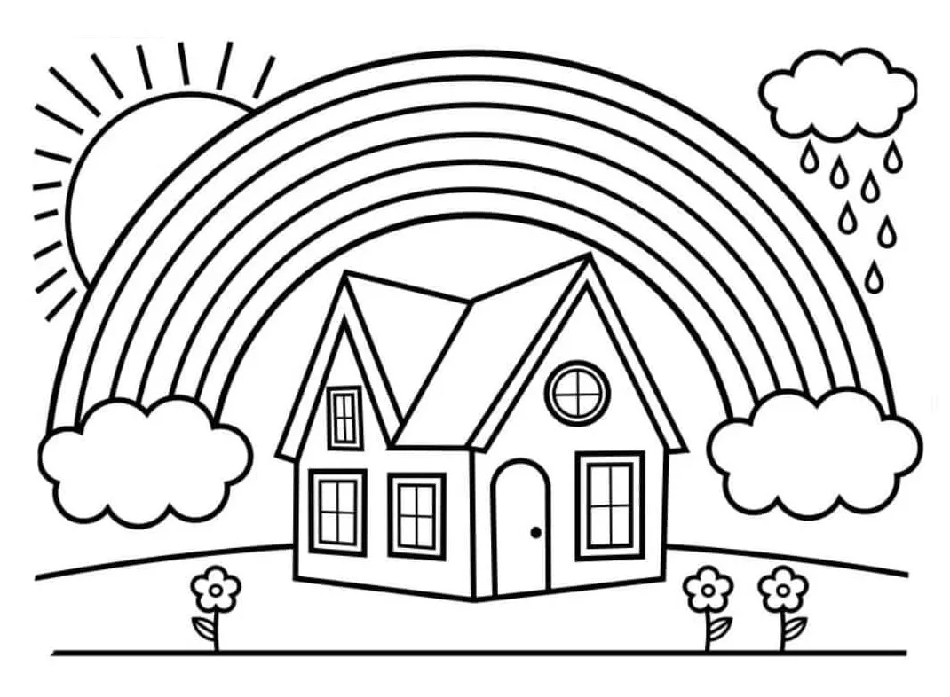 Rumah dengan pelangi