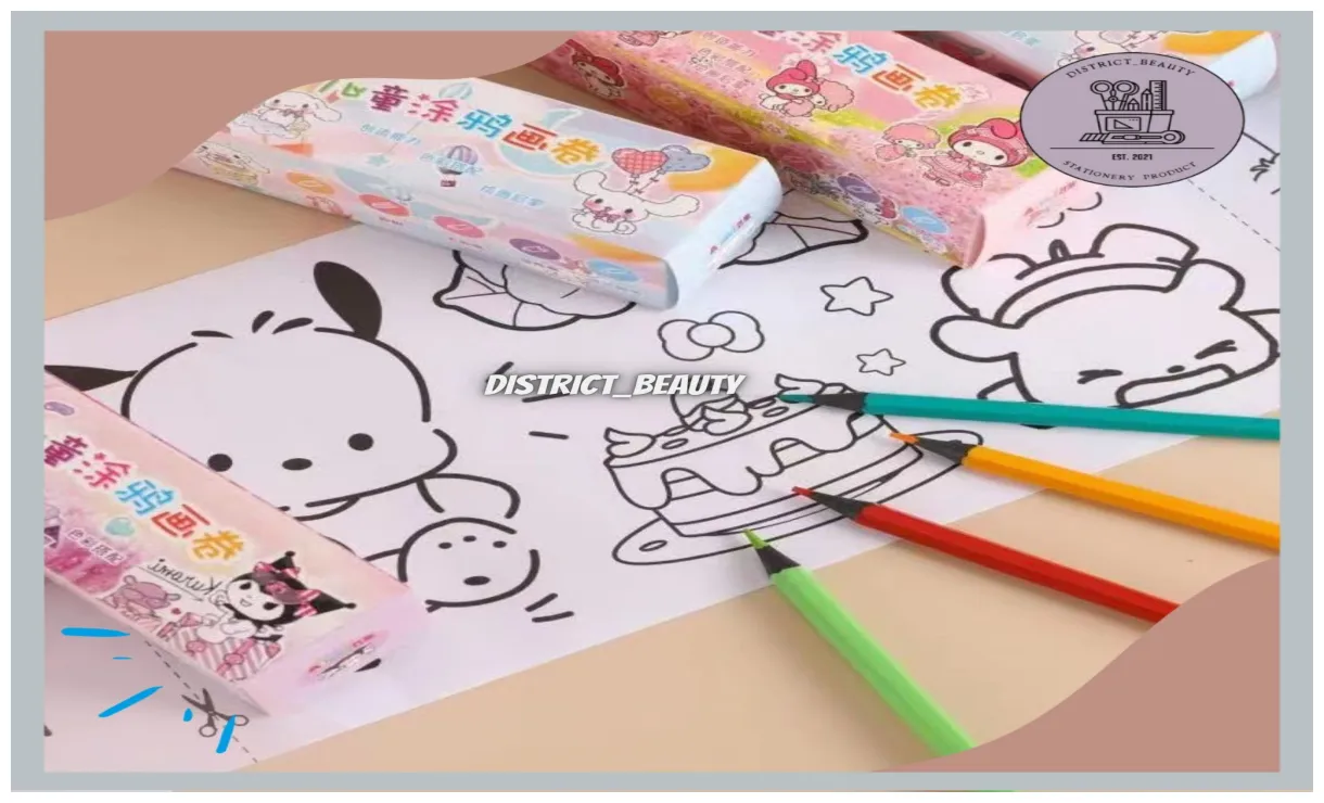 Drawing roll mainan edukai mewarnai anak motif sanrio